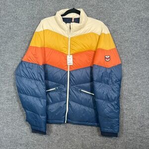 New Marine Layer Archive Colorblock Puffer Jacket Mens Large Multicolor Zip NWT